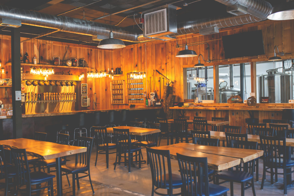 Craft beer taps at Western Red Brewing in Poulsbo, WA