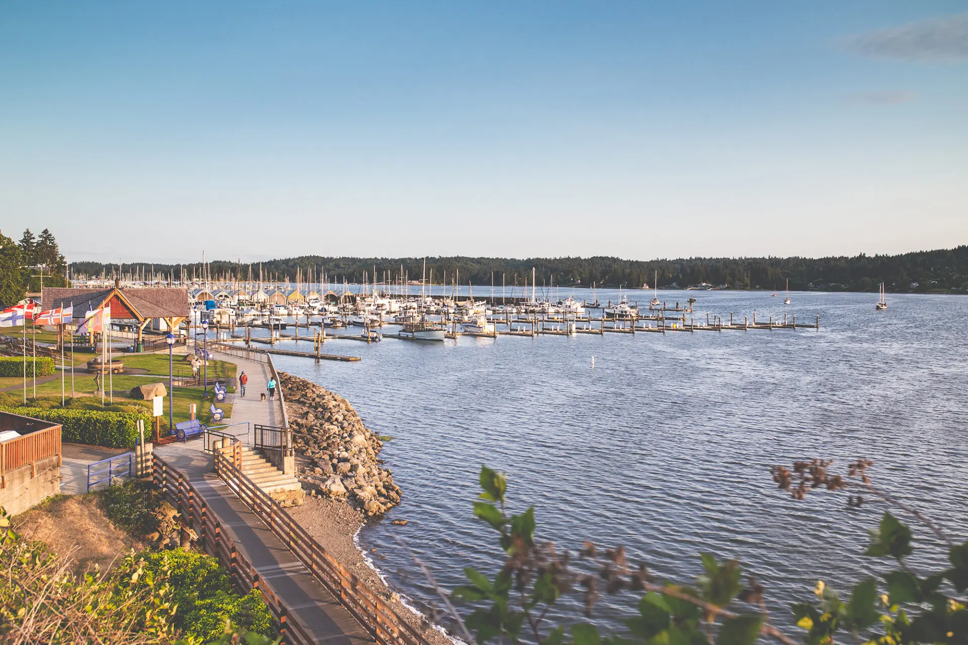 Scenic view of Liberty Bay waterfront in Poulsbo, Washington