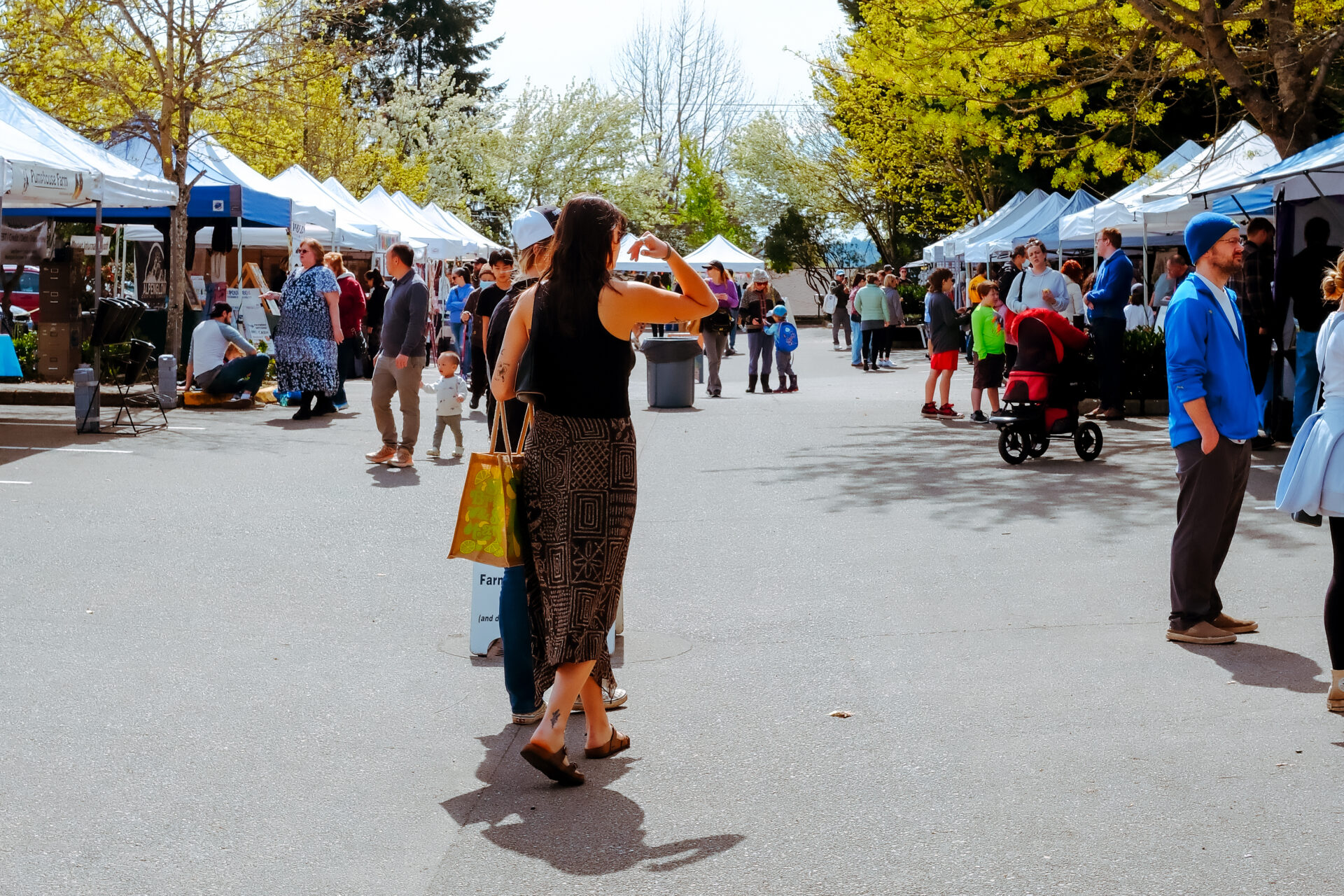 Visitor's enjoy the Poulsbo Farmer's Market in early spring