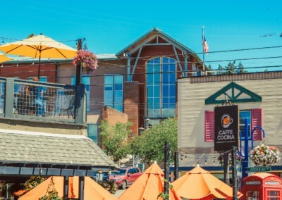 Downtown Poulsbo Featuring Caffe Cocina and City Hall. Photo by Shiloh Schroeder