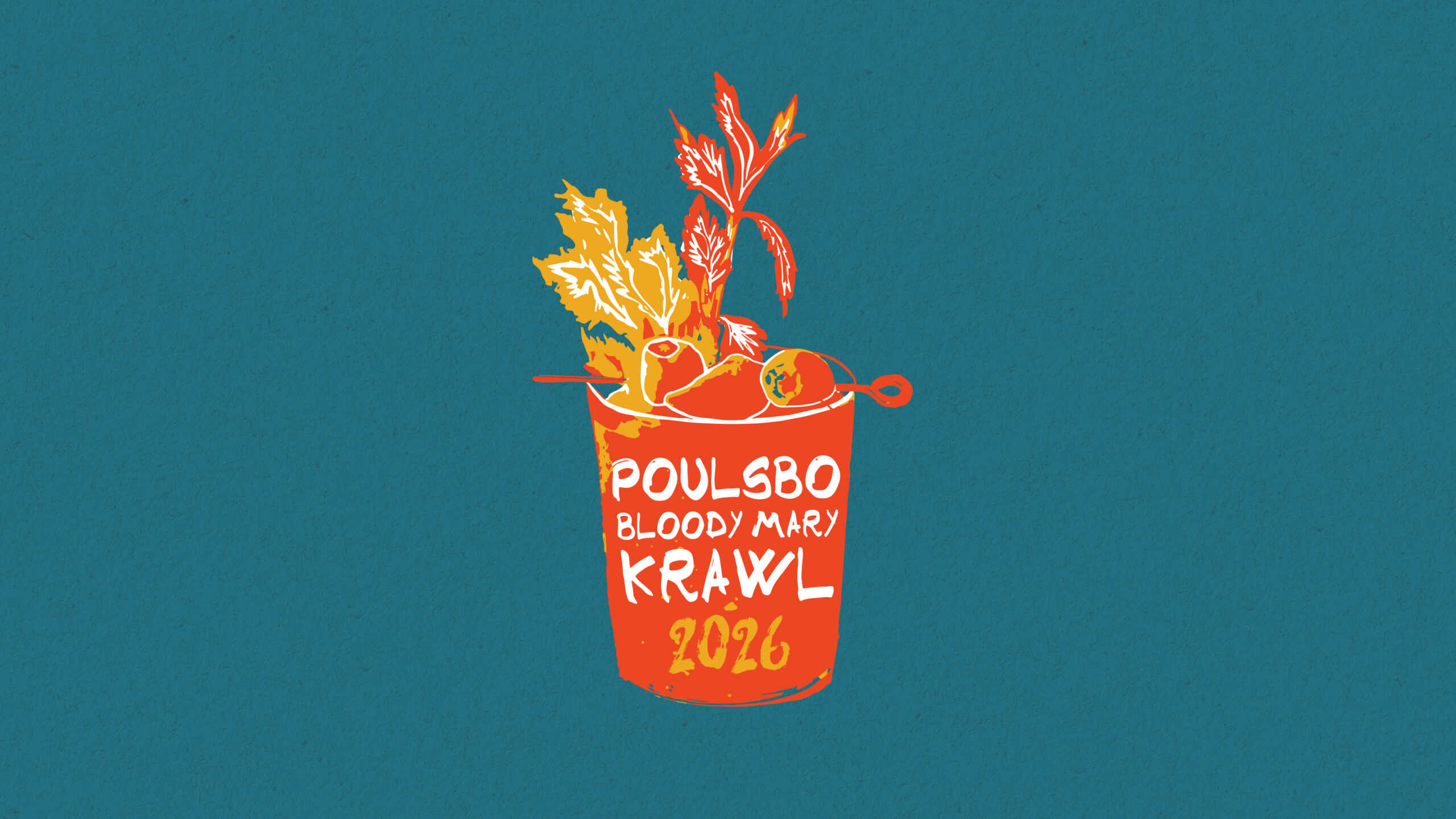 Poulsbo Bloody Mary Krawl 2026 promotional graphic with a cocktail glass and garnishes.